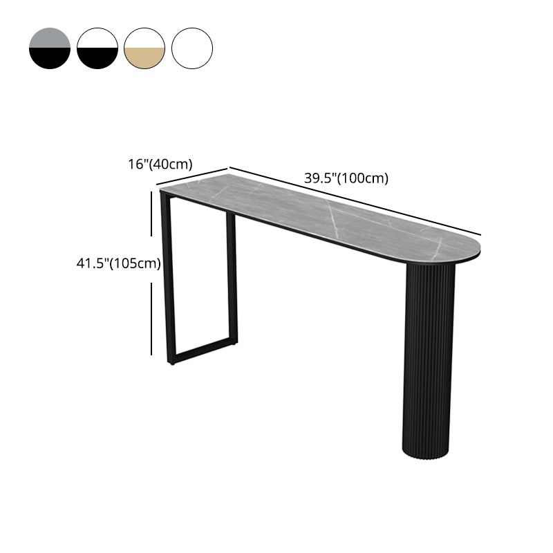 Industrial Iron Bar Dining Table with Stone Top Indoor Bistro Table Fixed Table