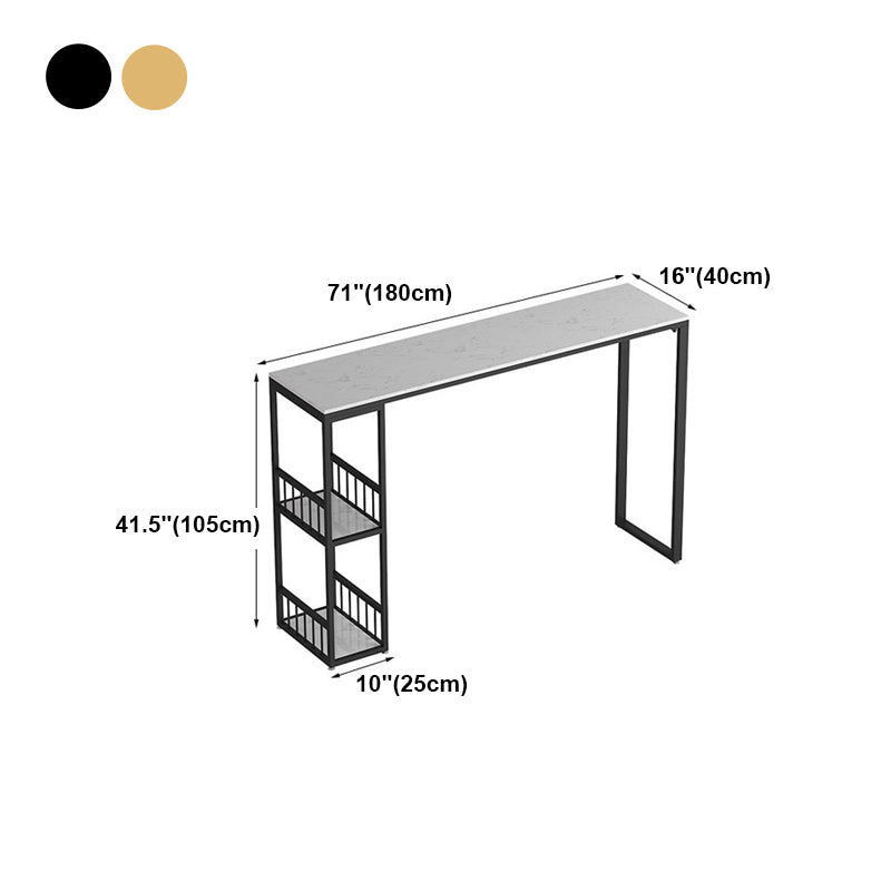 White Top Bar Table Traditional Luxury Rectangle Bar Table with Trestle Base