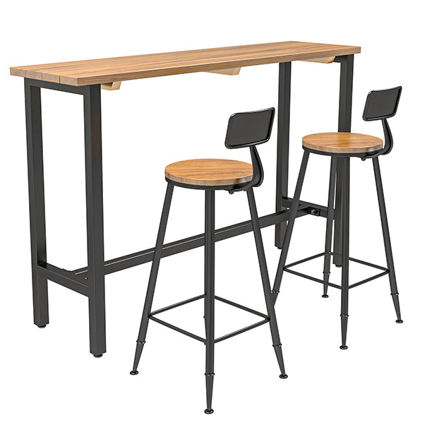 Industrial Bar Dining Table Solid Wood Bar Dining Table with Trestle Base