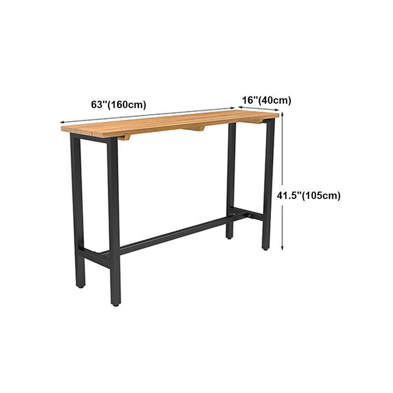 Industrial Bar Dining Table Solid Wood Bar Dining Table with Trestle Base