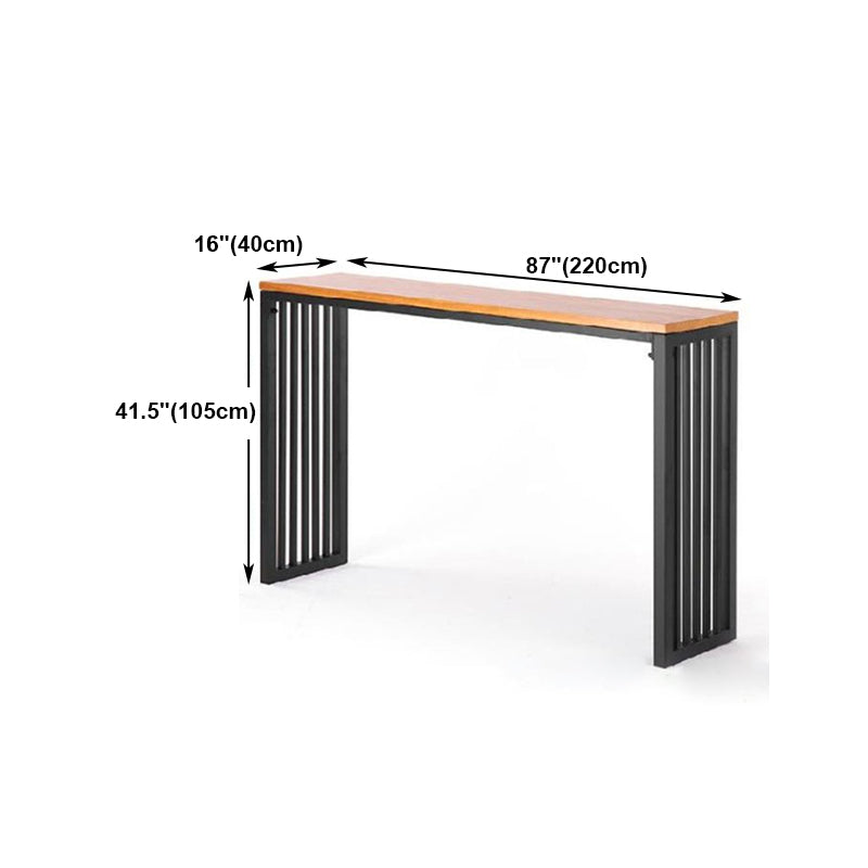 Pine Wood Bar Table Rectangle  Industrial Bar Table with Sled Base