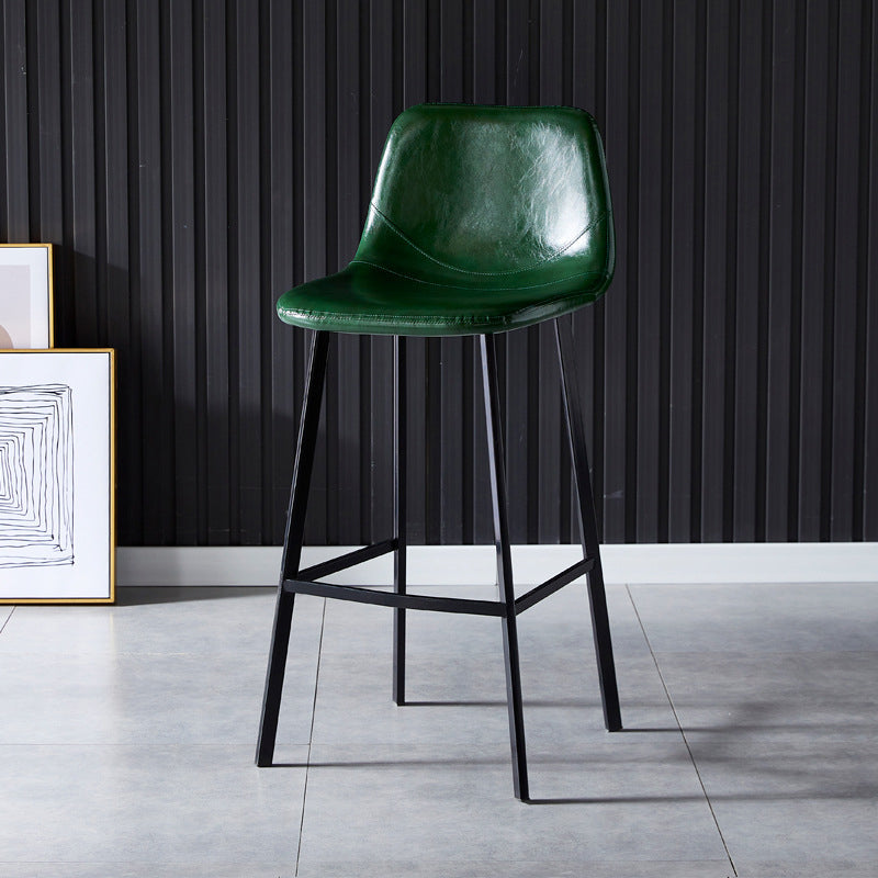 Scandinavian Bristol Low Back Stool Matte Finish Leather Barstool