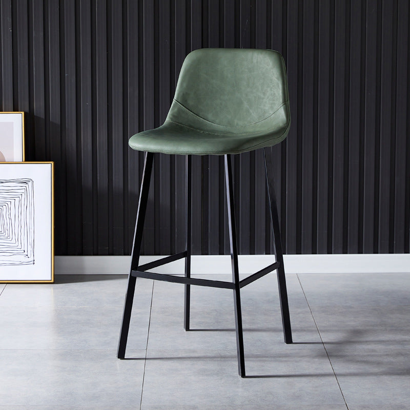 Scandinavian Bristol Low Back Stool Matte Finish Leather Barstool