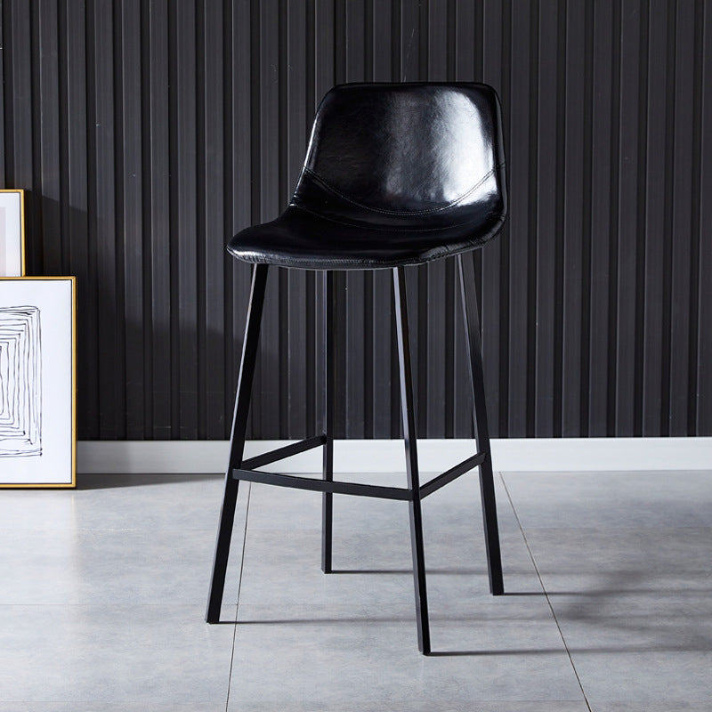 Scandinavian Bristol Low Back Stool Matte Finish Leather Barstool