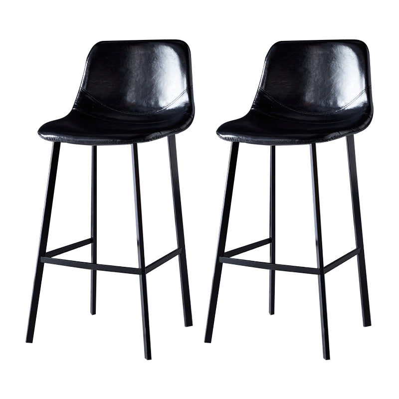 Scandinavian Bristol Low Back Stool Matte Finish Leather Barstool