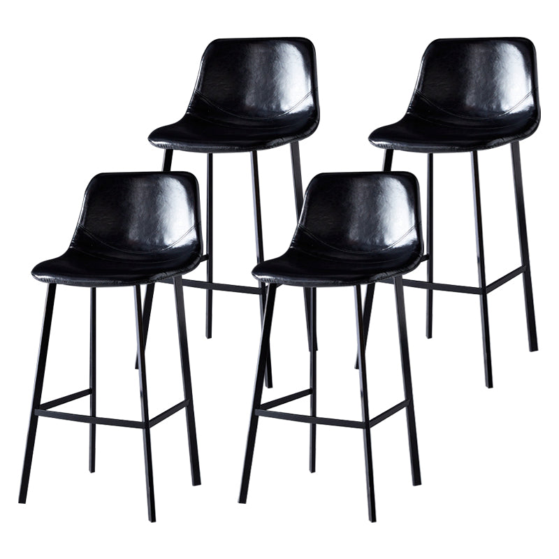 Scandinavian Bristol Low Back Stool Matte Finish Leather Barstool