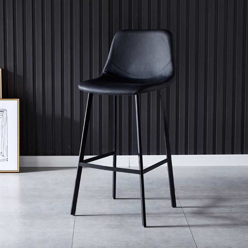 Scandinavian Bristol Low Back Stool Matte Finish Leather Barstool