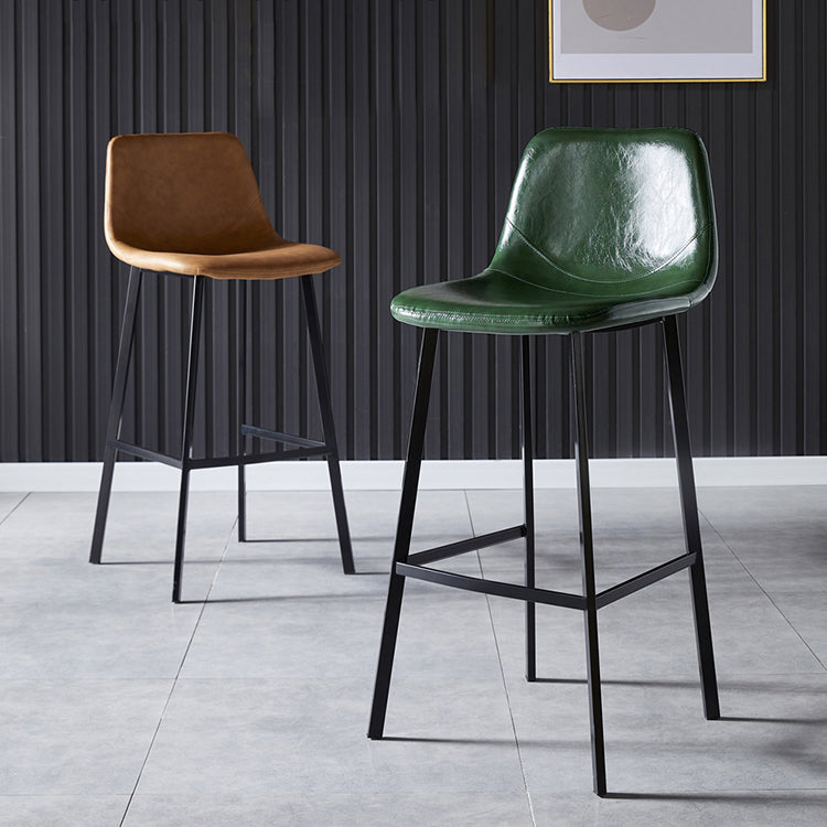 Scandinavian Bristol Low Back Stool Matte Finish Leather Barstool