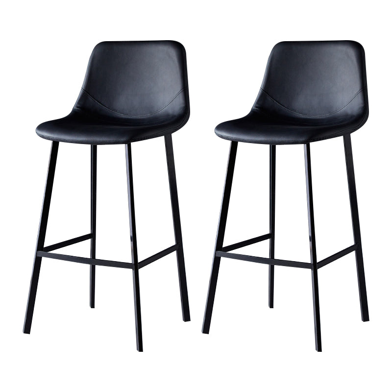 Scandinavian Bristol Low Back Stool Matte Finish Leather Barstool