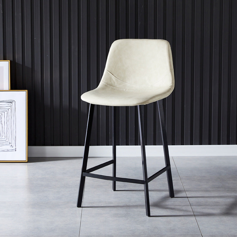 Scandinavian Bristol Low Back Stool Matte Finish Leather Barstool