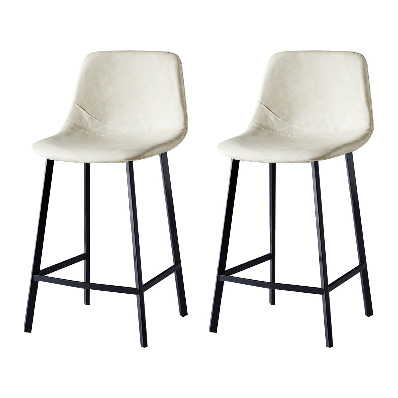 Scandinavian Bristol Low Back Stool Matte Finish Leather Barstool