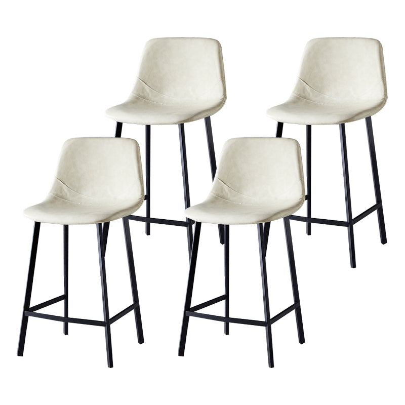 Scandinavian Bristol Low Back Stool Matte Finish Leather Barstool