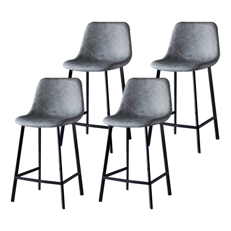 Scandinavian Bristol Low Back Stool Matte Finish Leather Barstool