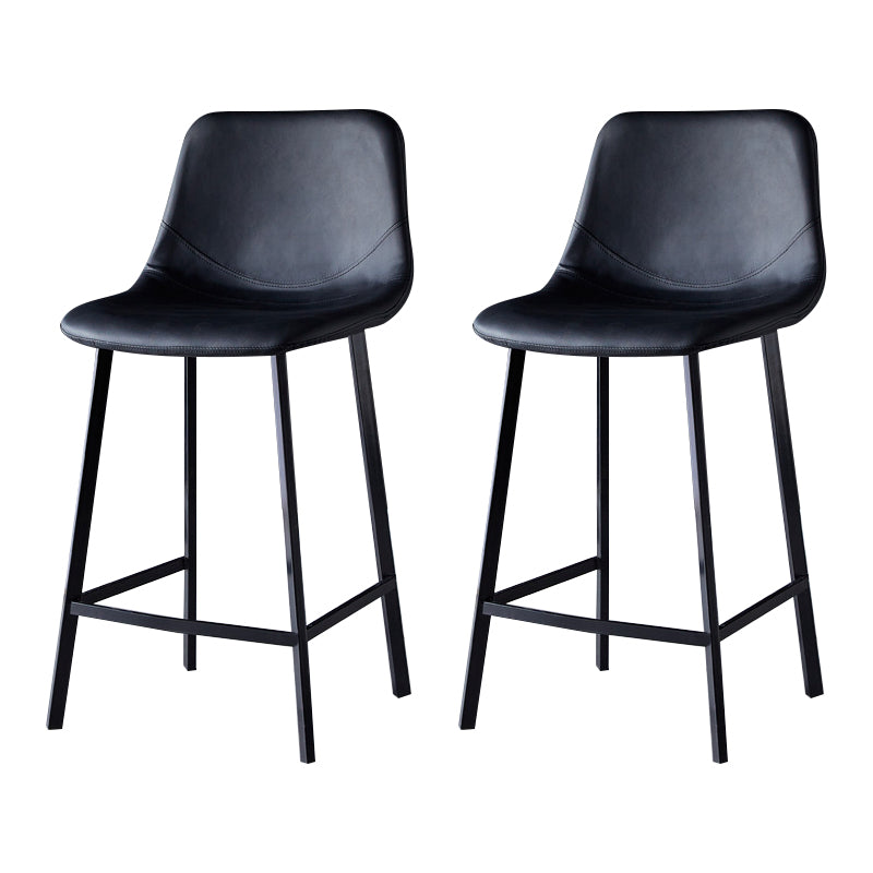 Scandinavian Bristol Low Back Stool Matte Finish Leather Barstool