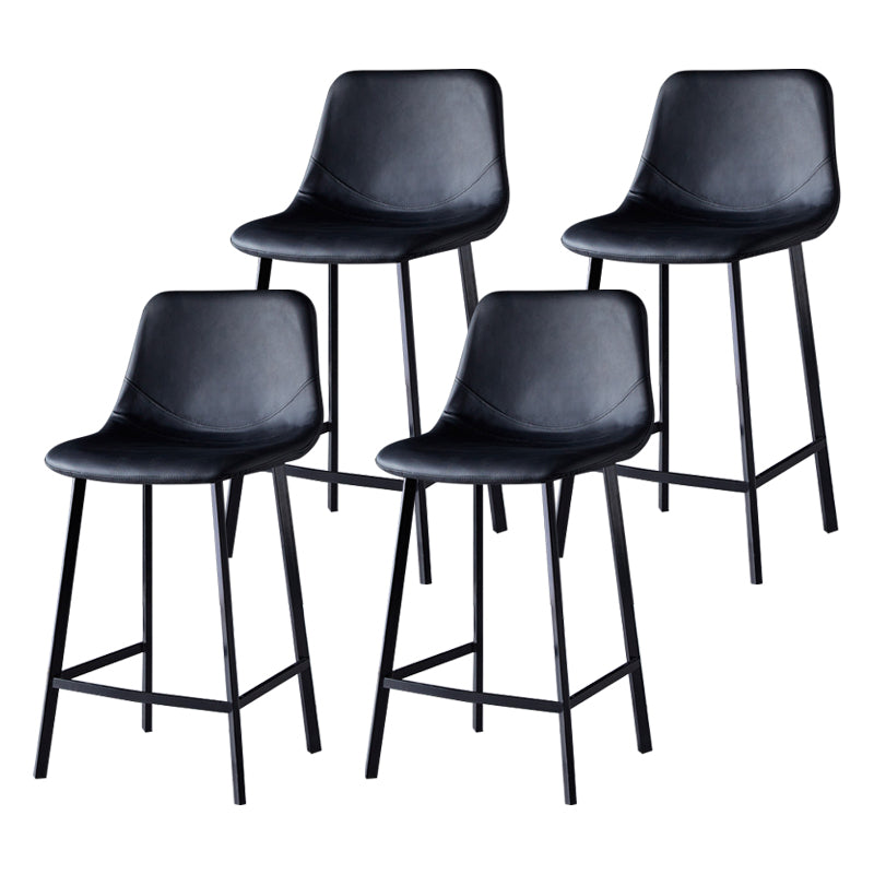 Scandinavian Bristol Low Back Stool Matte Finish Leather Barstool