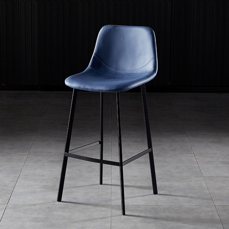 Scandinavian Bristol Low Back Stool Matte Finish Leather Barstool