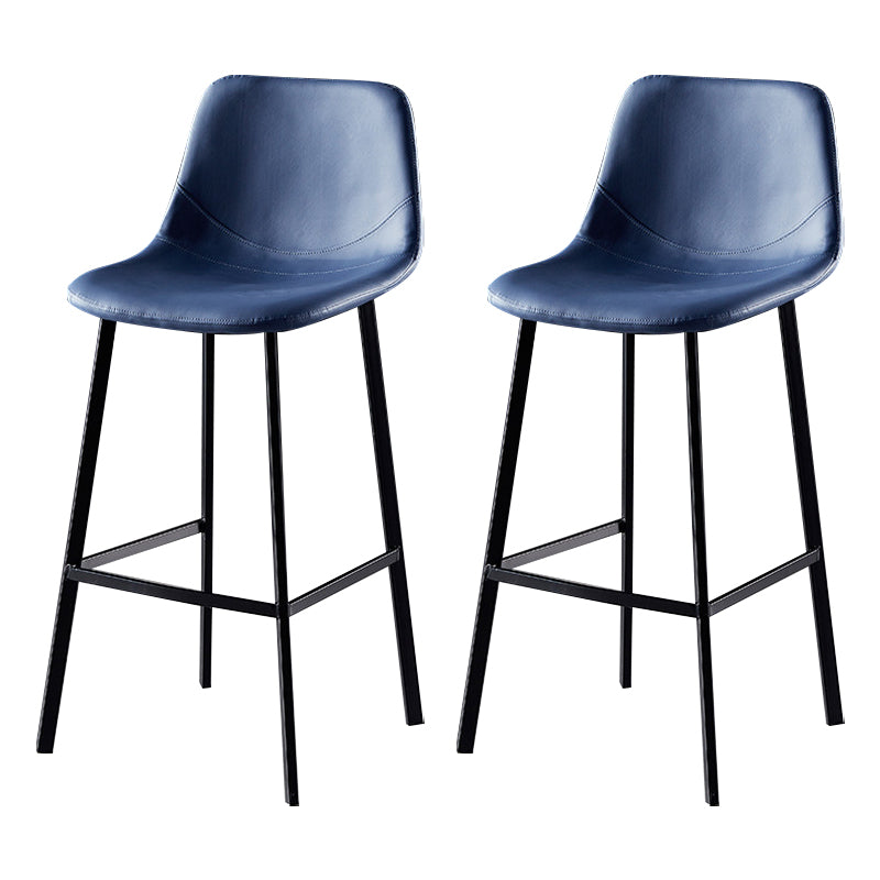 Scandinavian Bristol Low Back Stool Matte Finish Leather Barstool