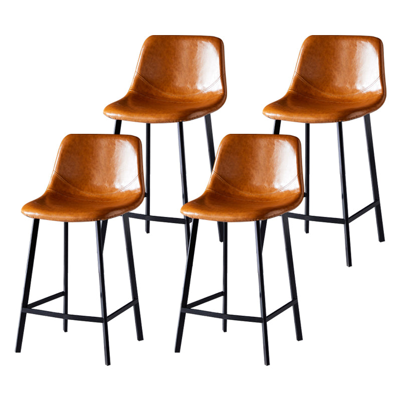 Scandinavian Bristol Low Back Stool Matte Finish Leather Barstool