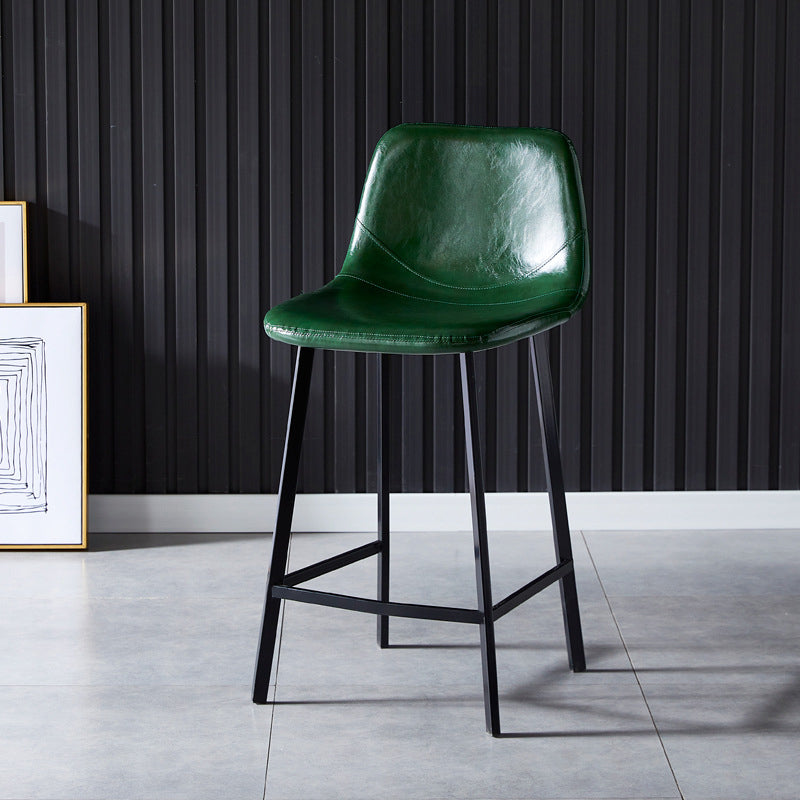 Scandinavian Bristol Low Back Stool Matte Finish Leather Barstool