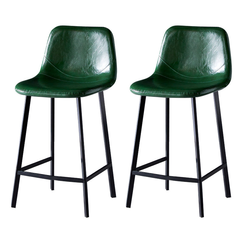 Scandinavian Bristol Low Back Stool Matte Finish Leather Barstool