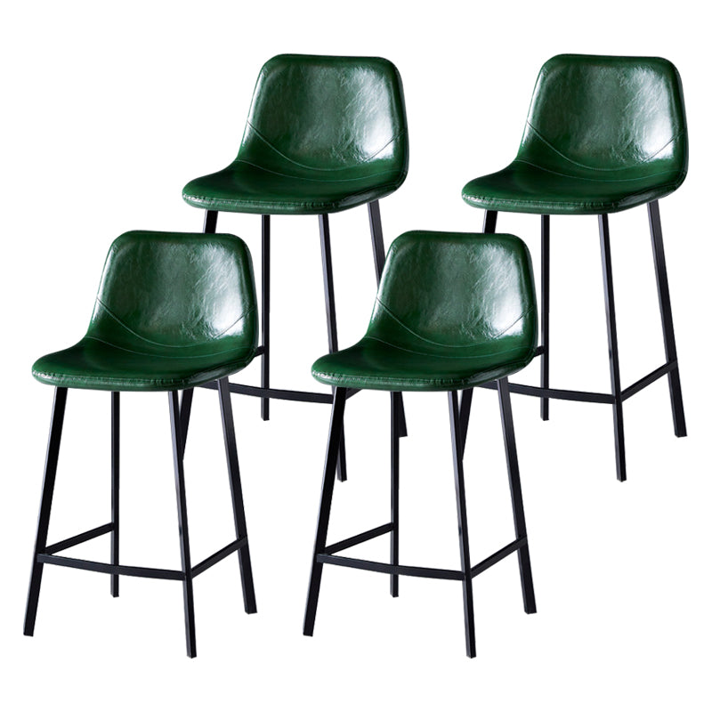 Scandinavian Bristol Low Back Stool Matte Finish Leather Barstool