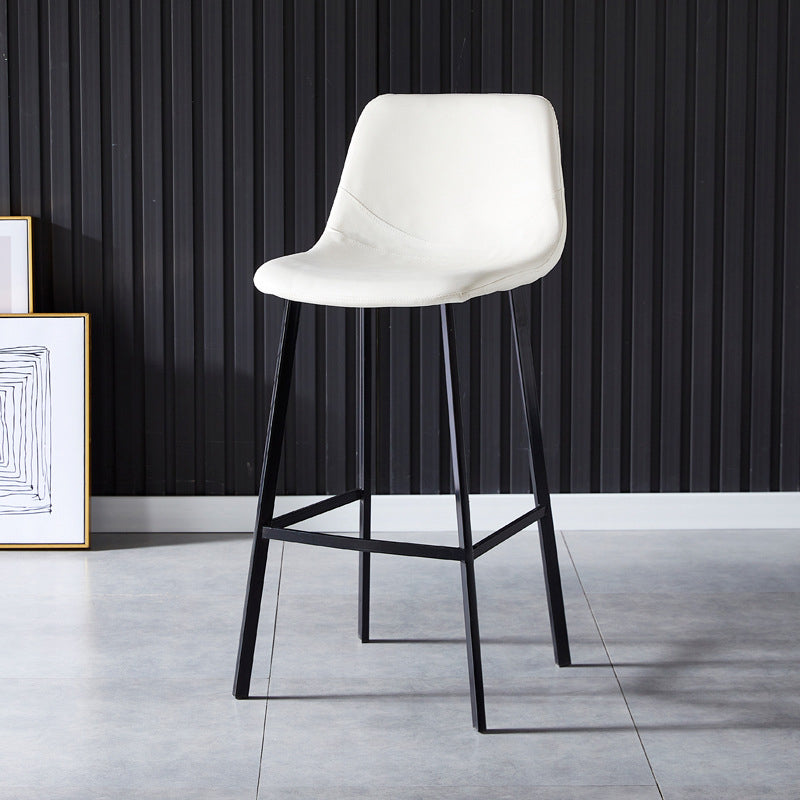 Scandinavian Bristol Low Back Stool Matte Finish Leather Barstool