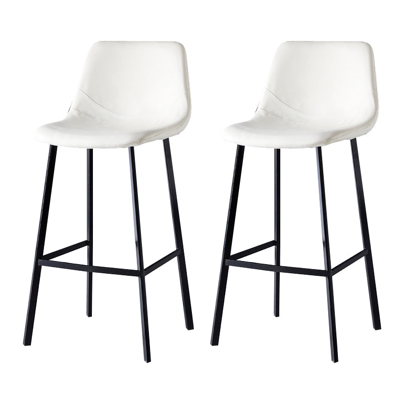 Scandinavian Bristol Low Back Stool Matte Finish Leather Barstool