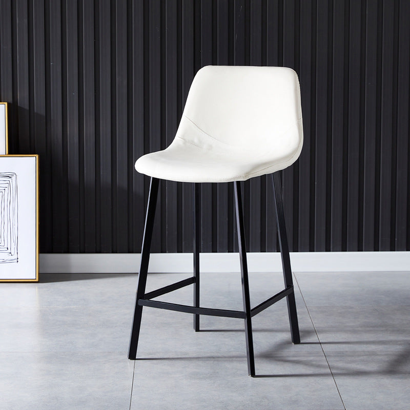 Scandinavian Bristol Low Back Stool Matte Finish Leather Barstool