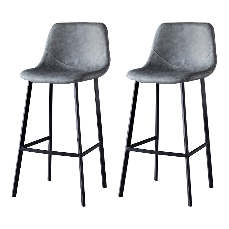 Scandinavian Bristol Low Back Stool Matte Finish Leather Barstool