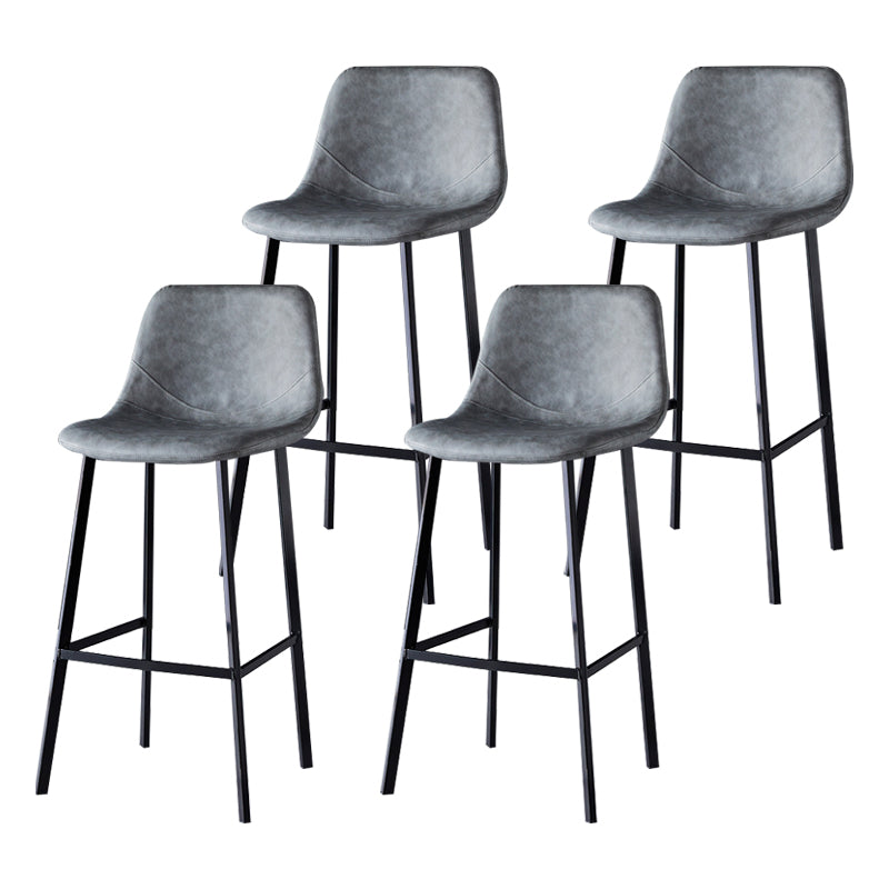 Scandinavian Bristol Low Back Stool Matte Finish Leather Barstool