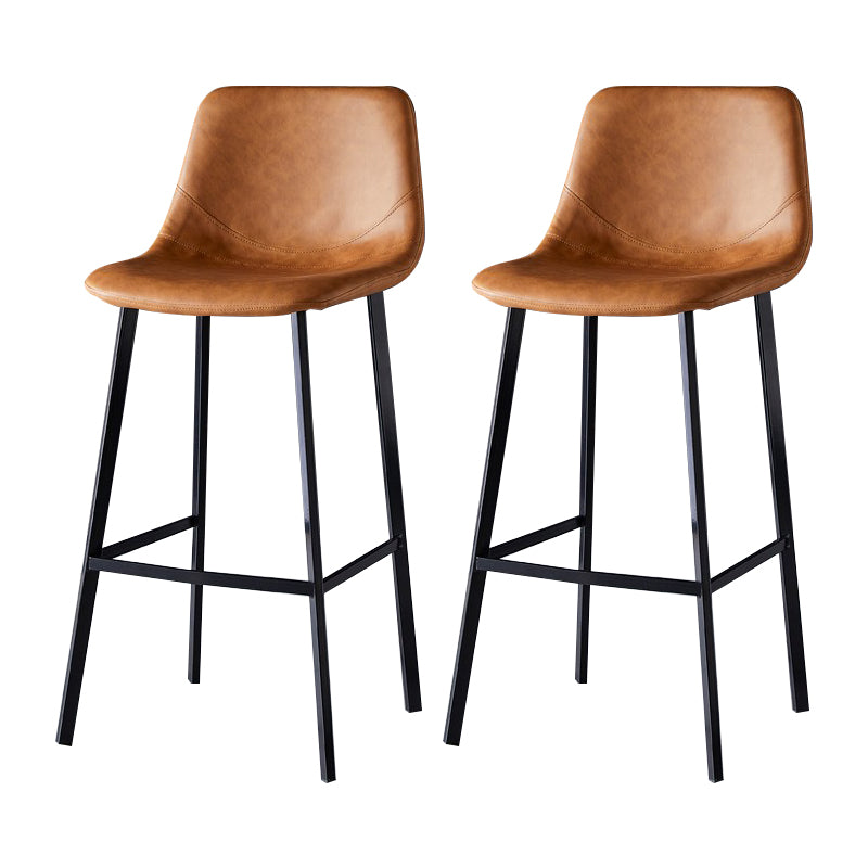 Scandinavian Bristol Low Back Stool Matte Finish Leather Barstool