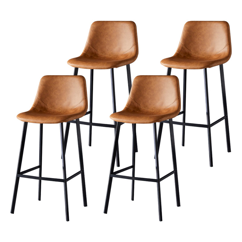 Scandinavian Bristol Low Back Stool Matte Finish Leather Barstool