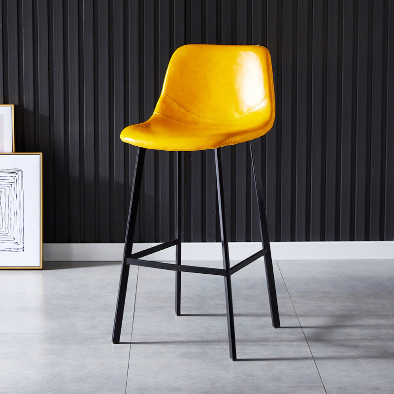 Scandinavian Bristol Low Back Stool Matte Finish Leather Barstool