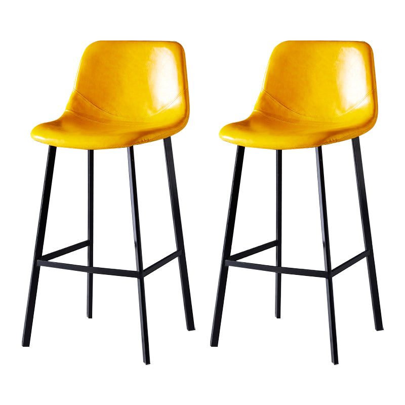 Scandinavian Bristol Low Back Stool Matte Finish Leather Barstool