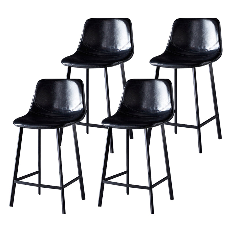 Scandinavian Bristol Low Back Stool Matte Finish Leather Barstool