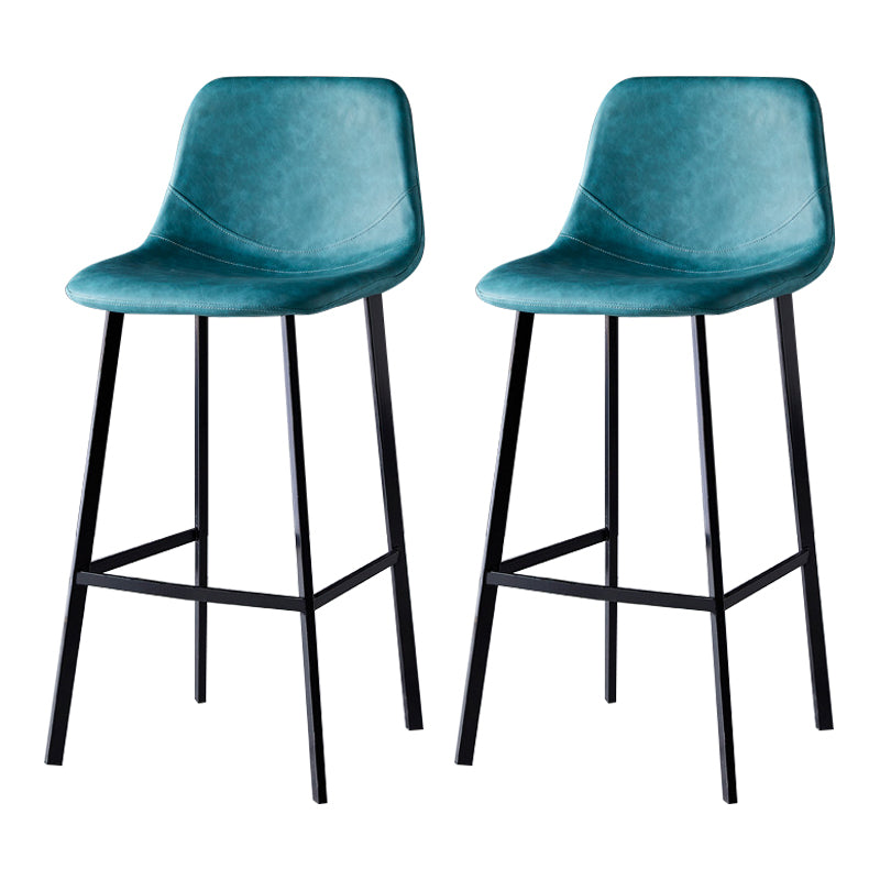 Scandinavian Bristol Low Back Stool Matte Finish Leather Barstool