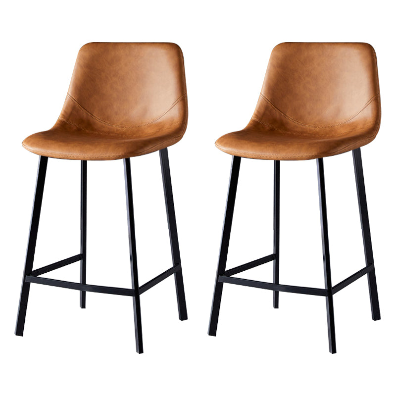 Scandinavian Bristol Low Back Stool Matte Finish Leather Barstool