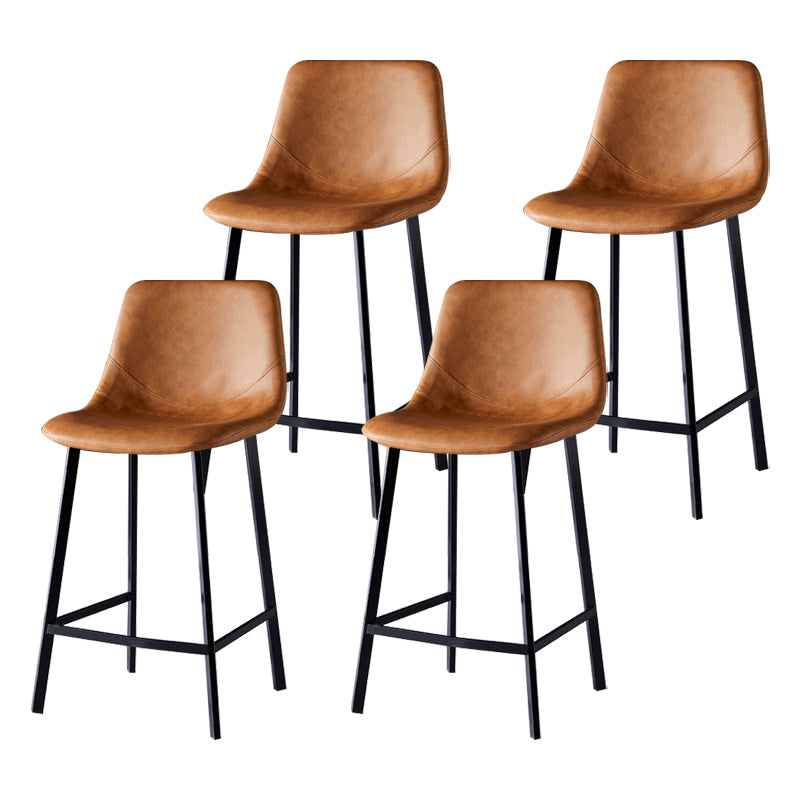 Scandinavian Bristol Low Back Stool Matte Finish Leather Barstool