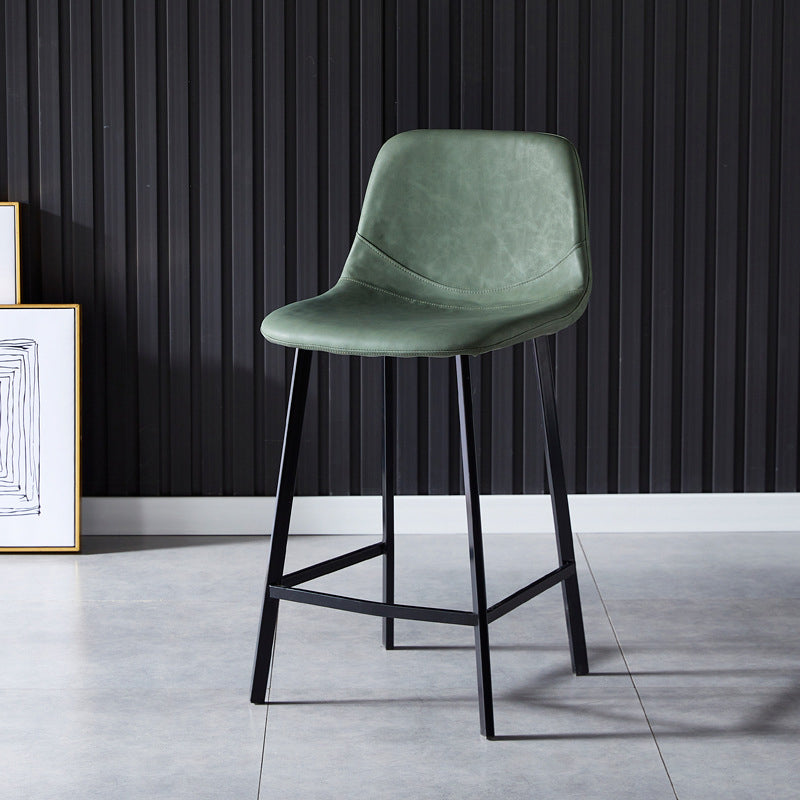 Scandinavian Bristol Low Back Stool Matte Finish Leather Barstool