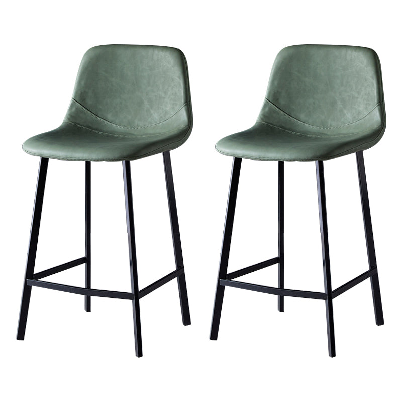 Scandinavian Bristol Low Back Stool Matte Finish Leather Barstool