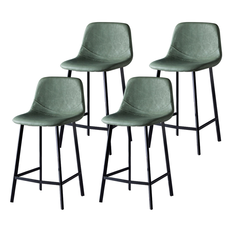 Scandinavian Bristol Low Back Stool Matte Finish Leather Barstool