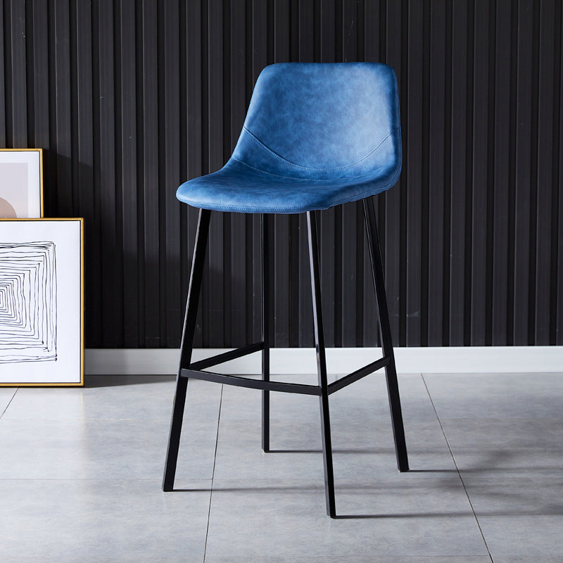 Scandinavian Bristol Low Back Stool Matte Finish Leather Barstool