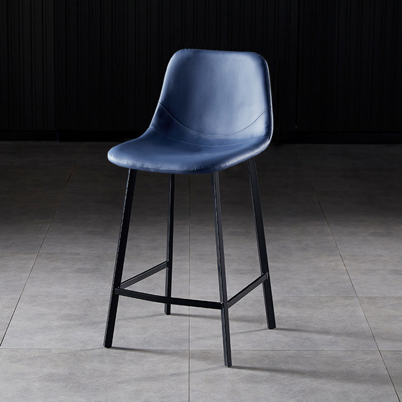 Scandinavian Bristol Low Back Stool Matte Finish Leather Barstool