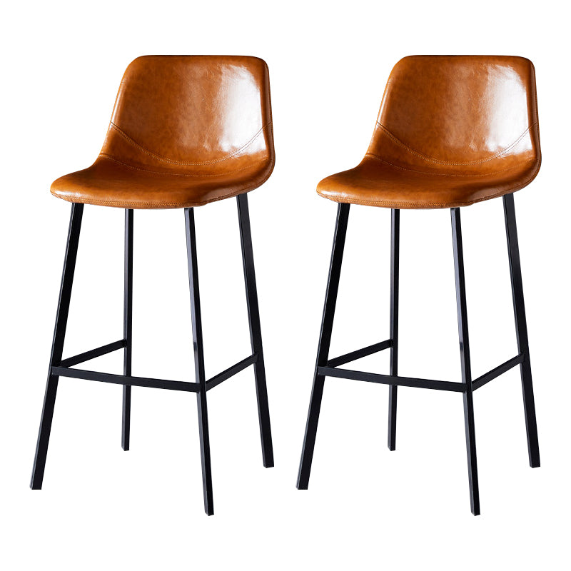 Scandinavian Bristol Low Back Stool Matte Finish Leather Barstool