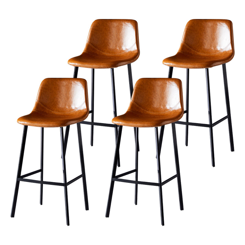 Scandinavian Bristol Low Back Stool Matte Finish Leather Barstool