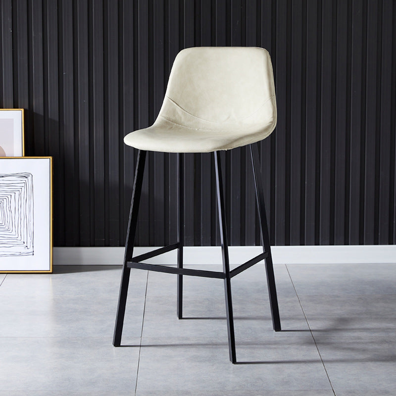 Scandinavian Bristol Low Back Stool Matte Finish Leather Barstool