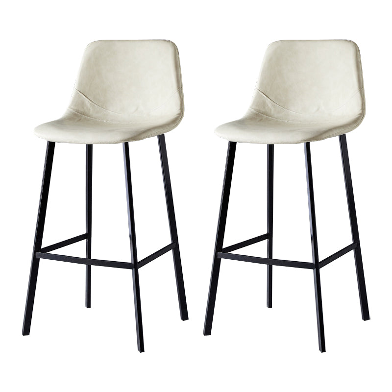 Scandinavian Bristol Low Back Stool Matte Finish Leather Barstool