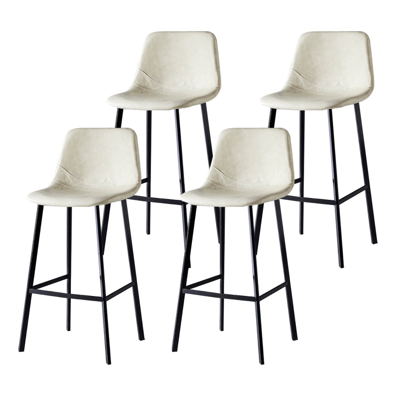 Scandinavian Bristol Low Back Stool Matte Finish Leather Barstool