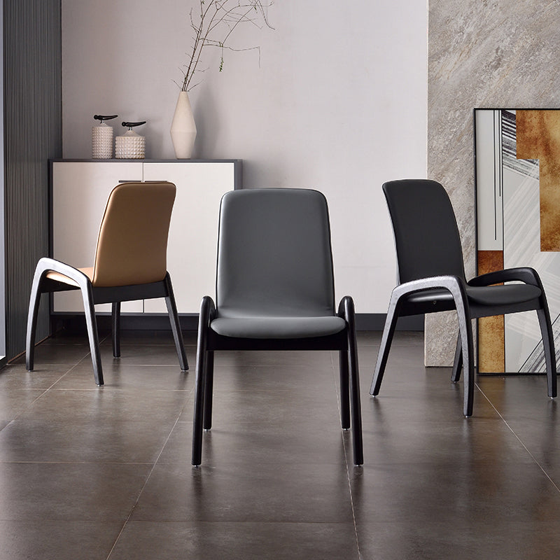 Modern Style Arm Chair Black Wood Legs Side Chair with Upholstered for Dining Room