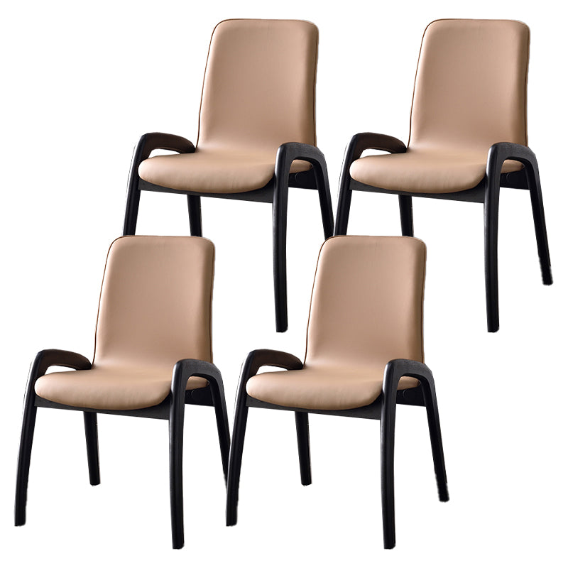 Modern Style Arm Chair Black Wood Legs Side Chair with Upholstered for Dining Room